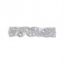 Shah Luxury 14K White Gold Diamond Leaf Design Wedding Band