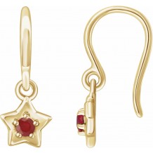 14K Yellow 3 mm Round July Youth Star Birthstone Earrings