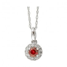 Gems One 10Kt White Gold Diamond (1/12Ctw) & Ruby (1/5 Ctw) Pendant