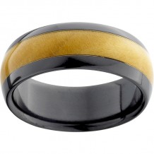 Black Zirconium Domed Band with Exotic Kentucky Coffee Burl Wood Inlay