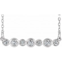 14K White 1/5 CTW Diamond Bezel-Set Bar 16-18 Necklace