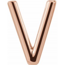 14K Rose Single Initial V Earring