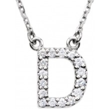 14K White Initial D 1/8 CTW Diamond 16 Necklace