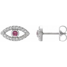 14K White Pink Tourmaline & White Sapphire Earrings