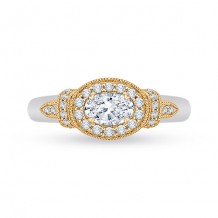Shah Luxury 18k Two-Tone Gold Diamond Promezza Engagement Ring with Round Center