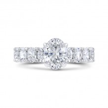 Shah Luxury 14K White Gold Oval Diamond Engagement Ring (Semi-Mount)