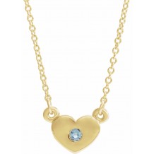 14K Yellow Aquamarine Heart 16 Necklace