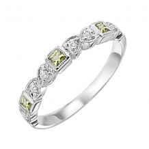 Gems One 14Kt White Gold Diamond (1/10Ctw) & Peridot (1/6 Ctw) Ring