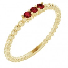 14K Yellow Mozambique Garnet Beaded Ring