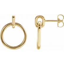 14K Yellow Circle Dangle Earrings