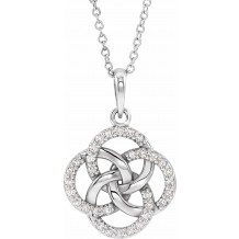 14K White 1/8 CTW Diamond Five-Fold Celtic Necklace
