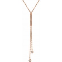 14K Rose 1/10 CTW Diamond Bar Y 16-18 Necklace