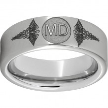 Serinium Pipe Cut Band with Laser Engraving of Caduceus & Medical Doctor Initials