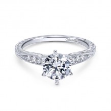 Gabriel & Co. 14k White Gold Victorian Straight Engagement Ring