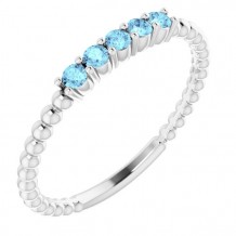 14K White Aquamarine Stackable Ring