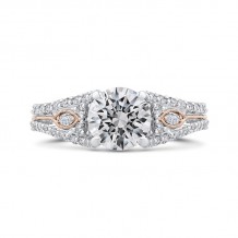 Shah Luxury 14K Two-Tone Gold Round Cut Diamond Engagement Ring (Semi-Mount)