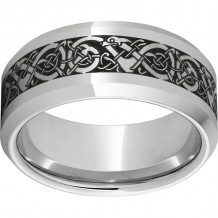 Serinium 10mm Beveled Edge Band with Viking Laser Engraving