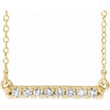 14K Yellow 1/8 CTW Diamond French-Set Bar 16 Necklace