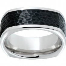 Serinium Square Band with Hammered Black CeramicInlay
