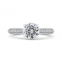 Shah Luxury 14K White Gold Round Diamond Engagement Ring (Semi-Mount)