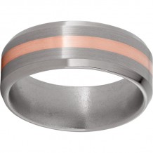 Titanium Beveled Edge Band with a 2mm 14K Rose Gold Inlay and Satin Finish