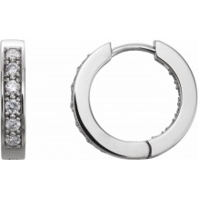 Platinum 1/2 CTW Diamond Inside-Outside 15 mm Hoop Earrings