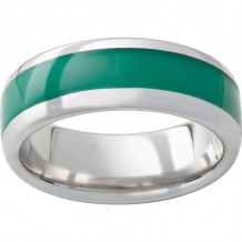 Serinium Domed Band with Green Inlay