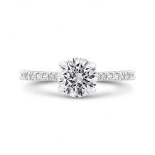 Shah Luxury 14K White Gold Round Cut Diamond Engagement Ring (Semi-Mount)