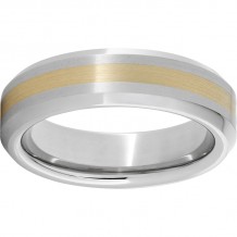 Serinium Beveled Edge Band with a 2mm 18K Yellow Gold Inlay Satin