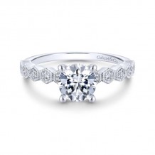 Gabriel & Co. 14k White Gold Victorian Straight Engagement Ring