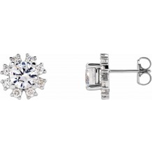 14K White Sapphire & 1/2 CTW Diamond Earrings