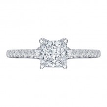 Shah Luxury 14K White Gold Princess Cut Diamond Engagement Ring (Semi-Mount)