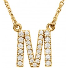 14K Yellow Initial M 1/6 CTW Diamond 16 Necklace