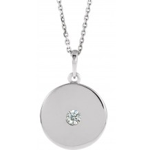 14K White 1/10 CTW Diamond Disc Necklace