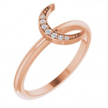 14K Rose .04 CTW Diamond Stackable Crescent Ring