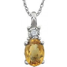 14K White Citrine & .02 CTW Diamond 18 Necklace