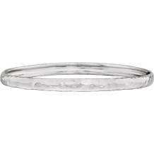 14K White 5.1 mm Hammered Bangle 7 1/2 Bracelet