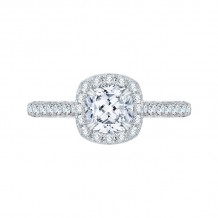 Shah Luxury Cushion Cut Halo Diamond Engagement Ring In 14K White Gold (Semi-Mount)