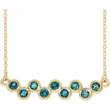 14K Yellow Aquamarine Bezel-Set Bar 16-18 Necklace