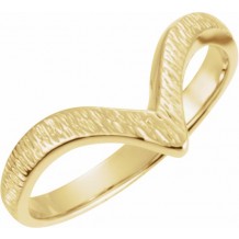 14K Yellow Grooved V Ring