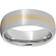 Serinium Domed Band with a 2mm 14K Yellow Gold Inlay and a Satin Finish