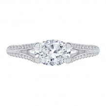 Shah Luxury 14K White Gold Oval Diamond Engagement Ring with Split Shank (Semi-Mount)