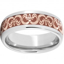 Serinium Domed Band with Copper Inlay and Fleur de Lis Laser Engraving