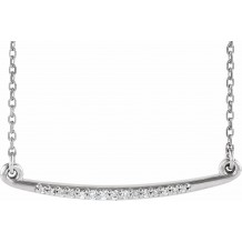 14K White .05 CTW Diamond Curved Bar 16-18 Necklace