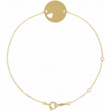 14K Yellow Pierced Heart Disc 7-8 Bracelet