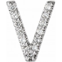 14K White .03 CTW Diamond Single Initial V Earring
