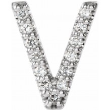 14K White .03 CTW Diamond Single Initial V Earring