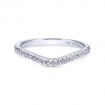 Gabriel & Co. 14k White Gold Contemporary Curved Wedding Band