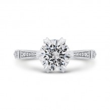 Shah Luxury 14K White Gold Round Cut Diamond Engagement Ring (Semi-Mount)