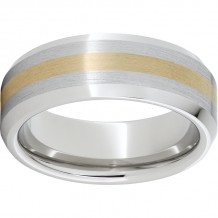 Serinium Beveled Edge Band with a 2mm 14K Yellow Gold Inlay